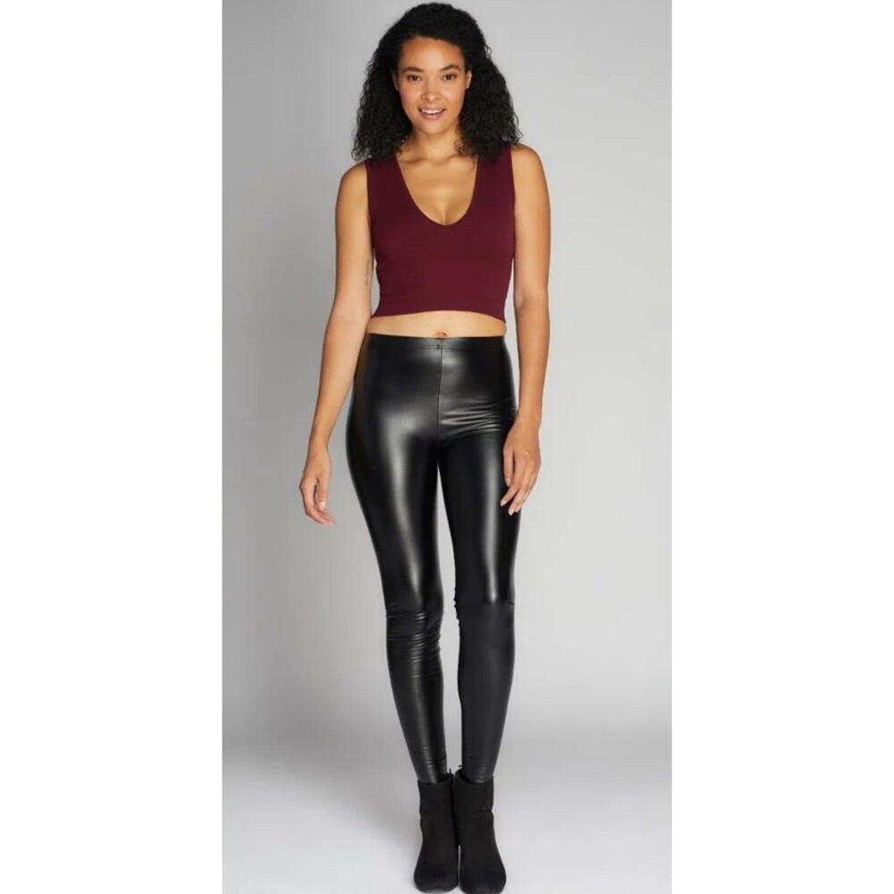 NWTs C’est Moi Clothing Co. Matt Liquid Faux Leather Leggings Stretch L Fleece